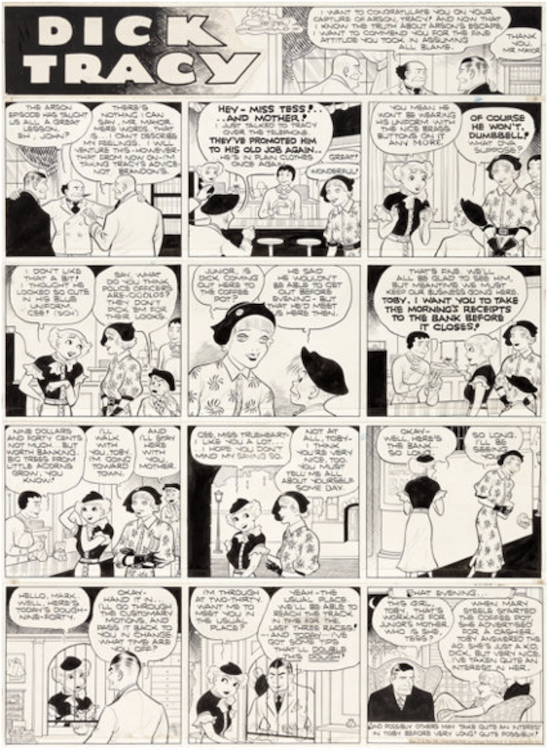 Dick Tracy Sunday Comic Strip 6-2-35 by Chester Gould sold for $5,020. Click here to get your original art appraised.