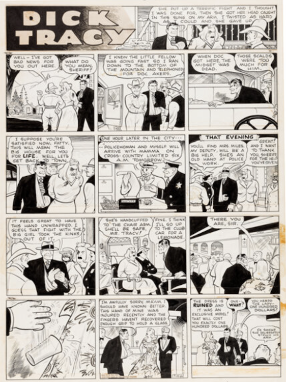 Dick Tracy Sunday Comic Strip 7-14-40 by Chester Gould sold for $7,800. Click here to get your original art appraised.
