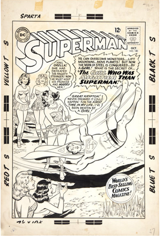 Superman #180 Cover Art by Curt Swan sold for $39,435. Click here to get your original art appraised.