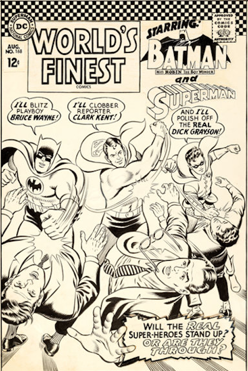 World's Finest Comics #158 Cover Art by Curt Swan sold for $50,400. Click here to get your original art appraised.