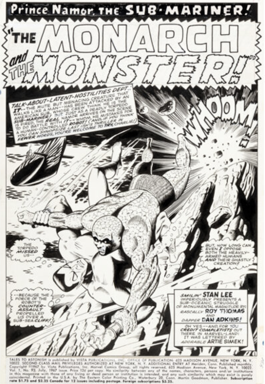 Tales to Astonish #93 Splash Page 1 by Dan Adkins sold for $9,900. Click here to get your original art appraised.