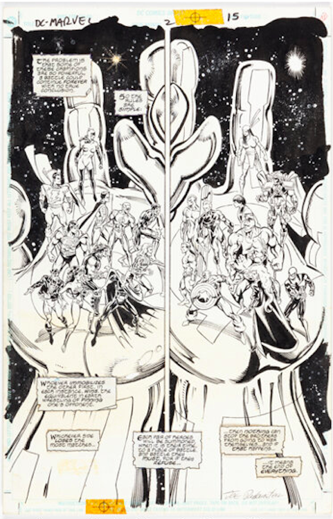 Marvel vs. DC #2 Page 15 by Dan Jurgens sold for $6,600. Click here to get your original art appraised.