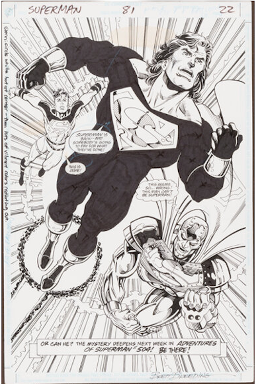 Superman #81 Page 22 by Dan Jurgens sold for $16,800. Click here to get your original art appraised.