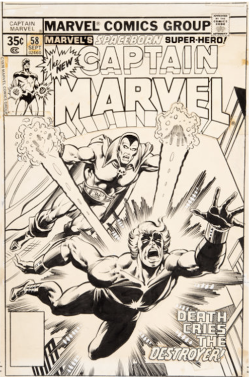 Captain Marvel #58 Cover Art by Dave Cockrum sold for $11,500. Click here to get your original art appraised.