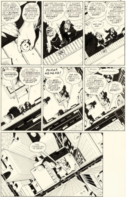 Watchmen #1 Page 26 by Dave Gibbons sold for $31,200. Click here to get your original art appraised. Watchmen #1 Page 26 by Dave Gibbons sold for $31,200. Click here to get your original art appraised.