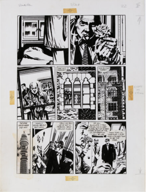 V for Vendetta #2 Page 22 by David Lloyd sold for $5,440. Click here to get your original art appraised.