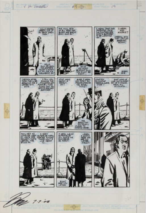 V for Vendetta #9 Page 19 by David Lloyd sold for $2,880. Click here to get your original art appraised.