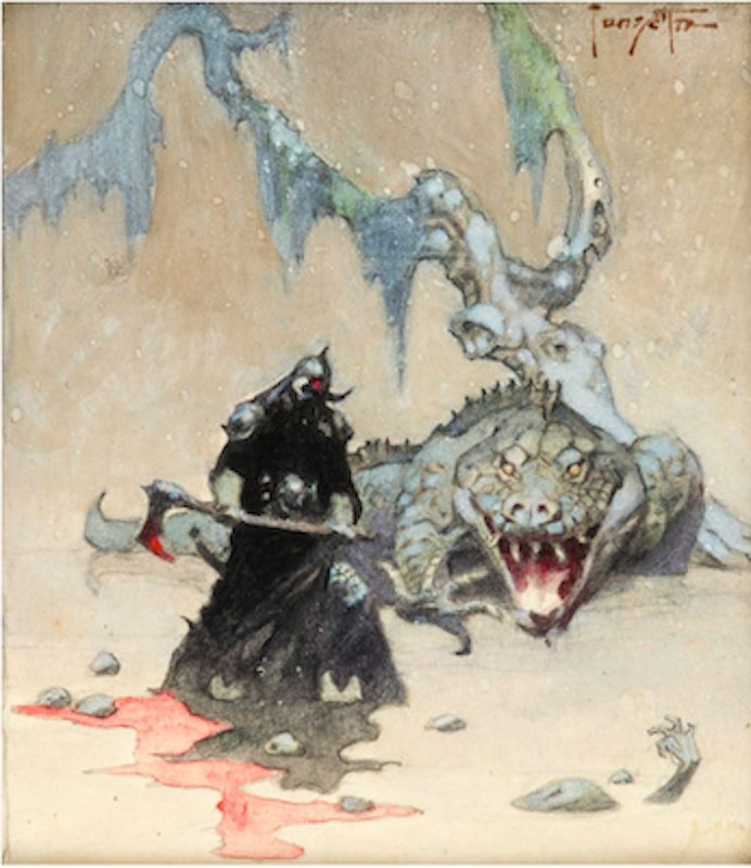 Death Dealer IV original art by Frank Frazetta sold for $21,600. Click Here to get your original art appraised.