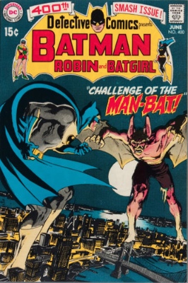 Detective Comics #400 is another landmark Adams book, introducing Man-Bat. Click for value