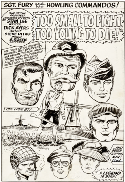Sgt. Fury and His Howling Commandos 15 Splash Page 1 by Dick Ayers sold for $9,560. Click here to get your original art appraised.