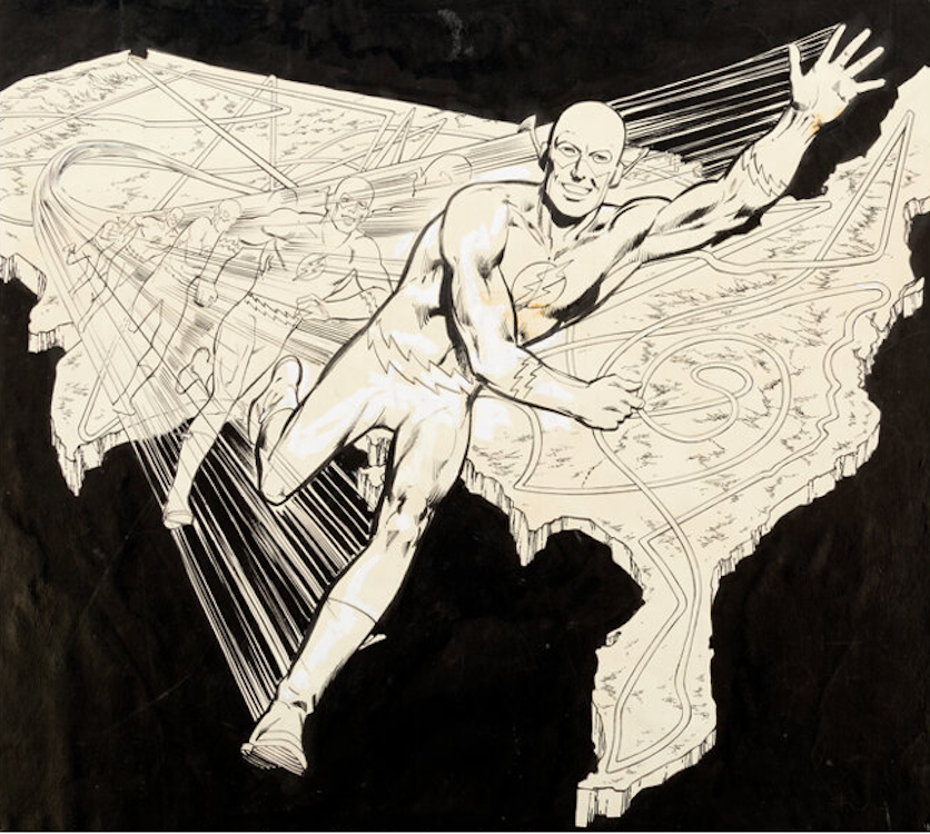 Super DC Calendar Flash Illustration by Dick Giordano sold for $18,000. Click here to get your original art appraised.