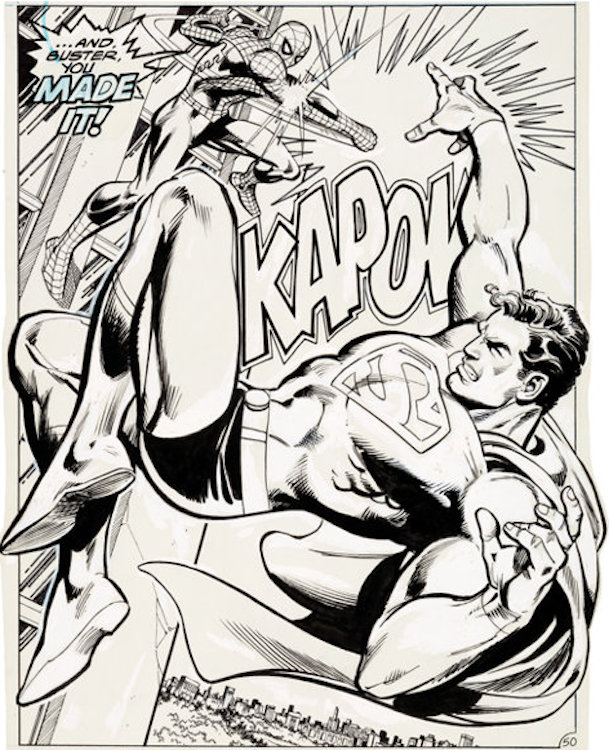 Superman vs. The Amazing Spider-Man nn. Page 50 by Dick Giordano sold for $60,000. Click here to get your original art appraised.