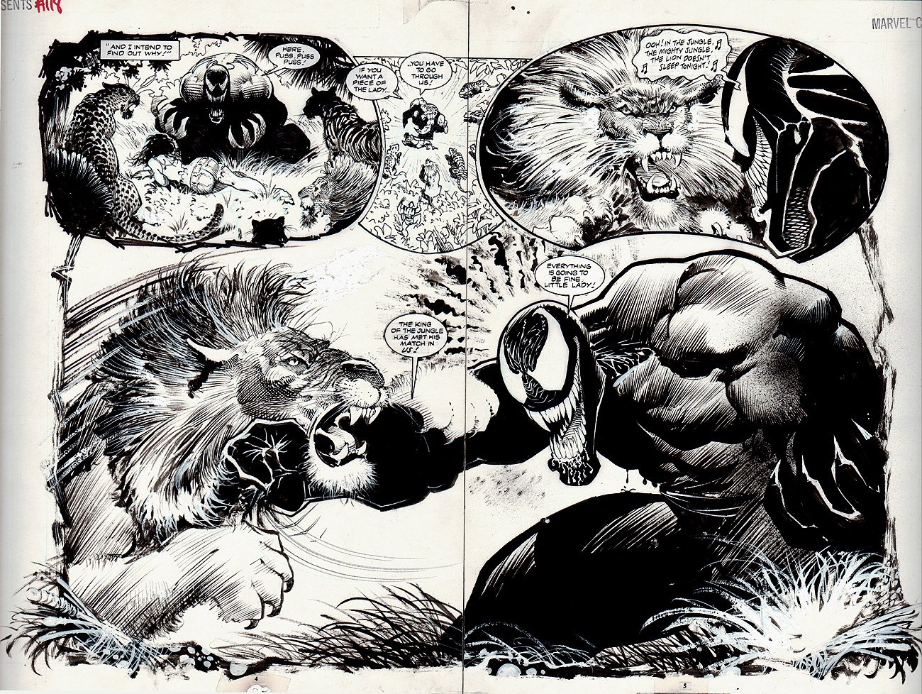 Double Page Splash – Comprises of two pages where the character and background fills both pages. An awesome Venom double-page splash by artist Sam Keith.