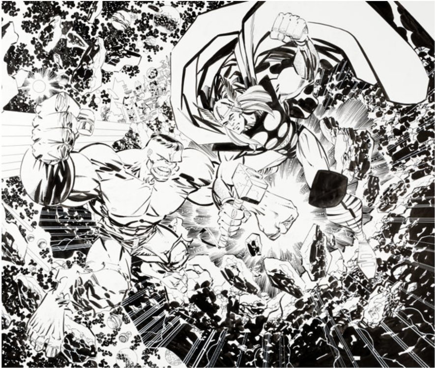 Hulk vs. Thor Illustration by Erik Larsen sold for $2,880. Click here to get your original art appraised.