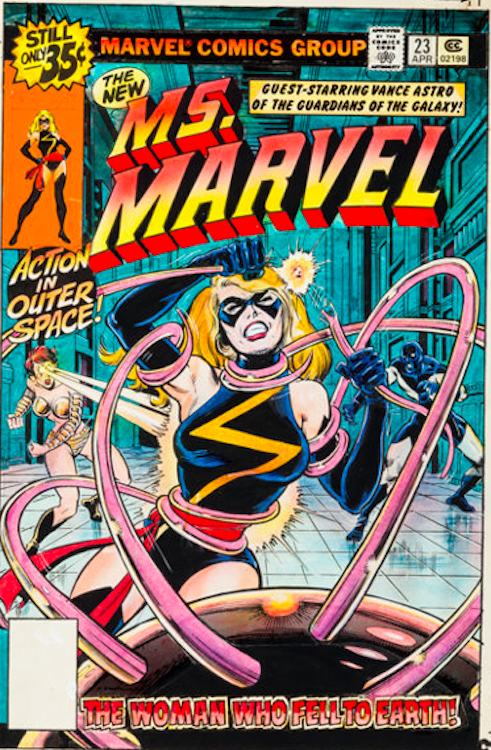 Ms. Marvel #23 Cover Art by George Perez sold for $8,960. Click here to get your original art appraised.