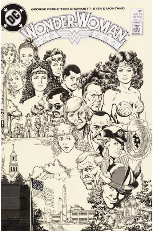 Wonder Woman #32 Cover Art by George Perez sold for $16,800. Click here to get your original art appraised.