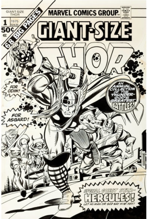 Giant-Size Thor #1 Cover Art by Gil Kane sold for $50,400. Click here to get your original art appraised.