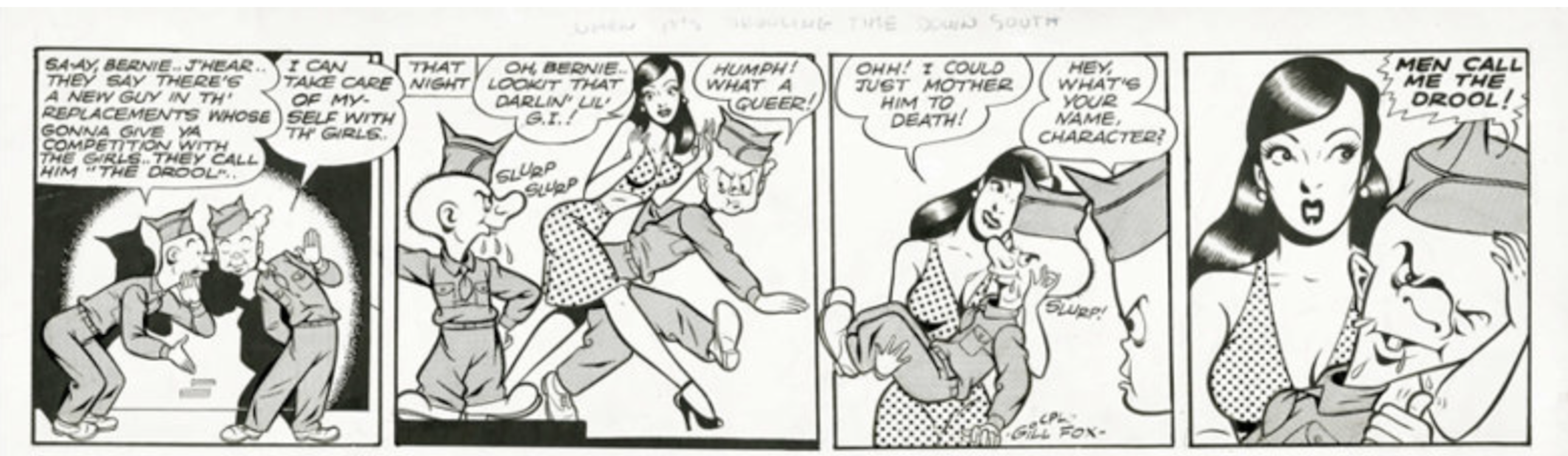 Bernie Blood Comic Strips Group of 5 by Gill Fox sold for $520. Click here to get your original art appraised.