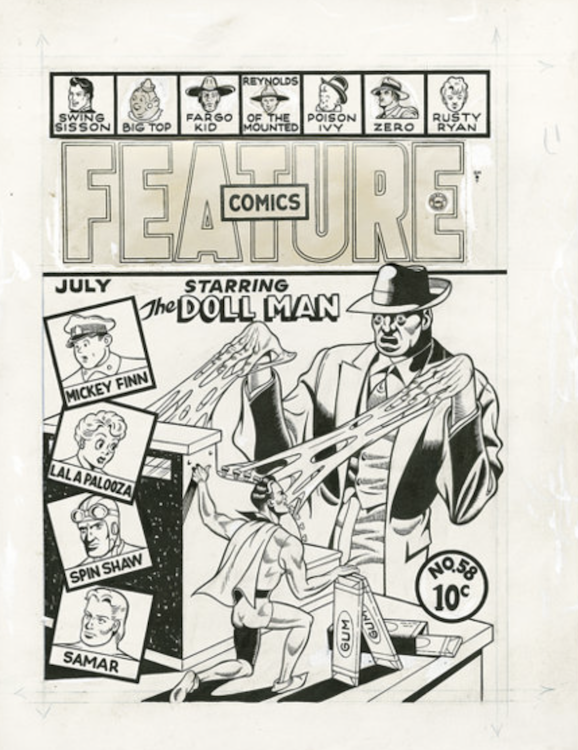 Feature Comics #58 Cover Art by Gill Fox sold for $3,450. Click here to get your original art appraised.