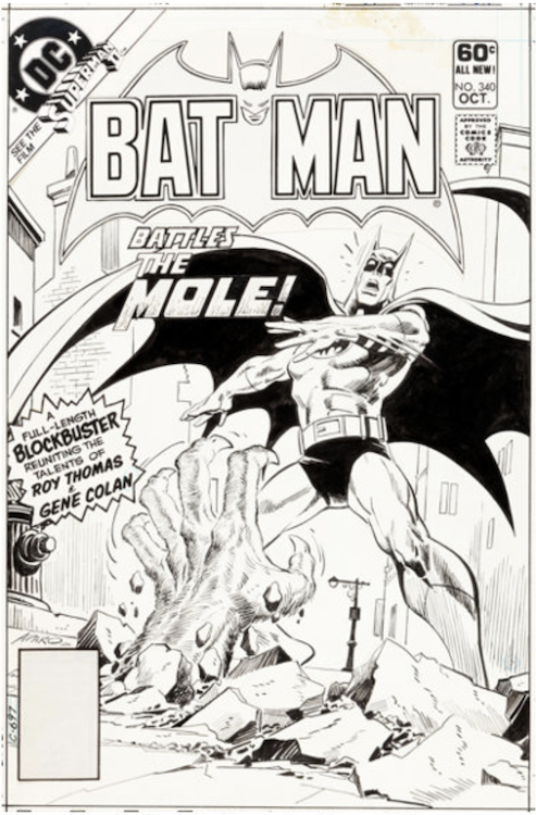 Batman #340 Cover Art by Jim Aparo sold for $14,400. Click here to get your original art appraised.