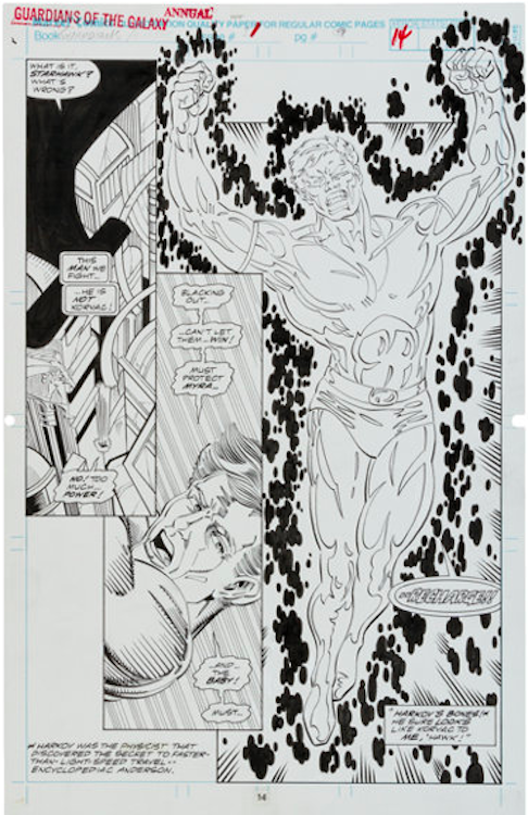 Guardians of the Galaxy Annual #1 Page 14 by Jim Valentino sold for $140. Click here to get your original art appraised.