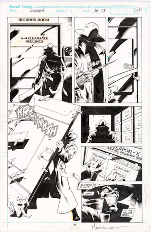 Deadpool #1 Page 28 by Joe Madureira sold for $1,080. Click here to get your original art appraised.
