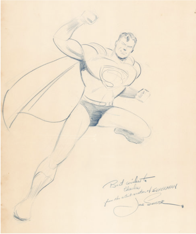 Superman War Bond Auction Illustration sold for $16,730
Joe Shuster art