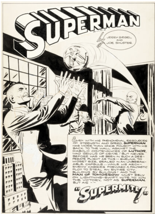 Superman Unpublished Story Splash Page 1 sold for $18,600
Joe Shuster Studio