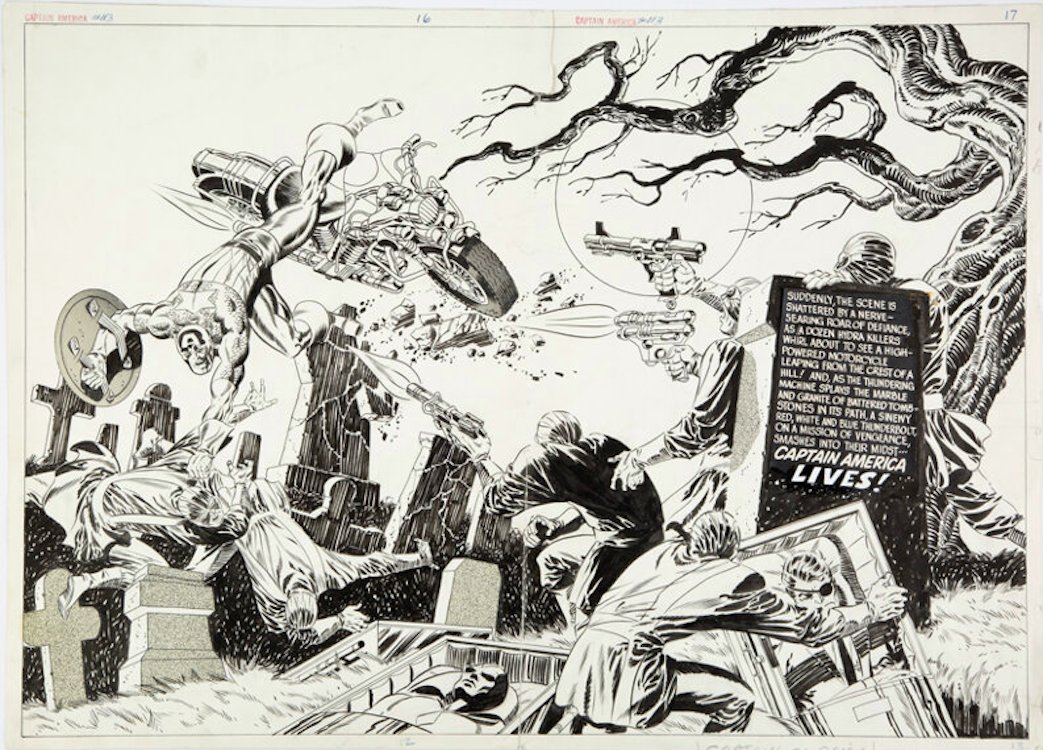 Captain America #133 Page 12-13 by Jim Steranko sold for $159,600. Click here to get your original art appraised.