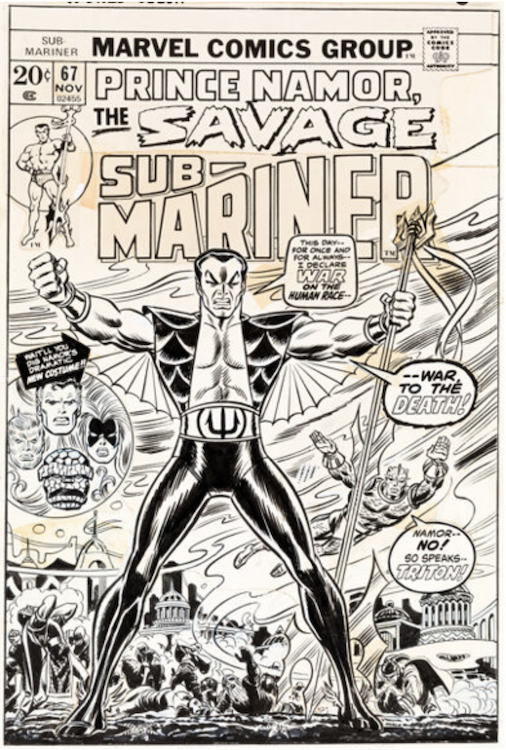 Sub-Mariner #67 Cover Art by John Romita Sr. sold for $46,800. Click here to get your original art appraised.