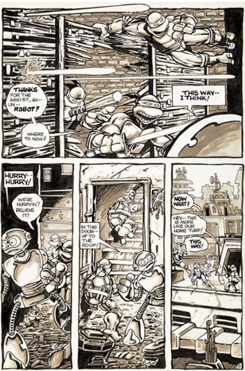 Teenage Mutant Ninja Turtles #5 Page 6 by Kevin Eastman sold for $6,000. Click here to get your original art appraised.