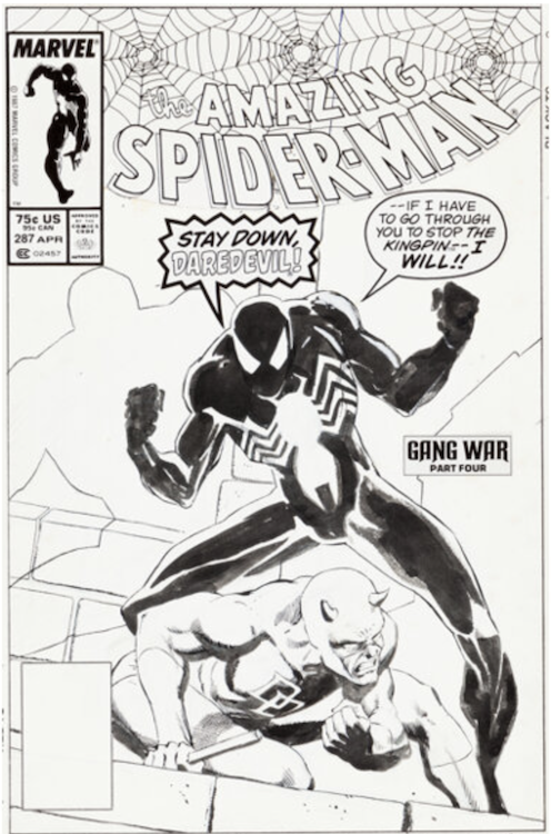 The Amazing Spider-Man #287 Cover Art by Kyle Baker sold for $38,400. Click here to get your original art appraised.