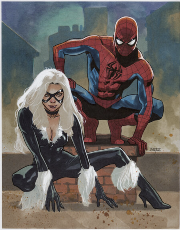Spider-Man and Black Cat Specialty Illustration by Mahmud Asrar sold for $1,140. Click here to get your original art appraised.