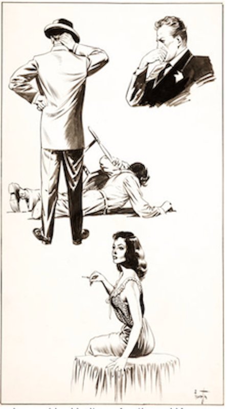 Marie Windsor and Film Noir Montage original art by Frank Frazetta sold for $7,200. Click here to get your original art appraised.