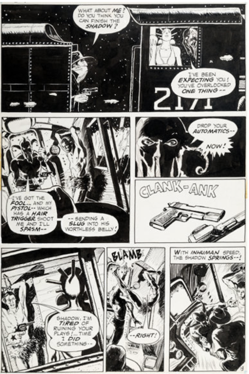 The Shadow #2 Page 19 by Michael Kaluta sold for $8,365. Click here to get your original art appraised.