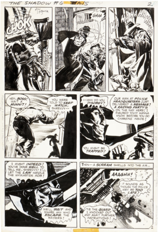 The Shadow #6 Page 2 by Michael Kaluta sold for $6,570. Click here to get your original art appraised.