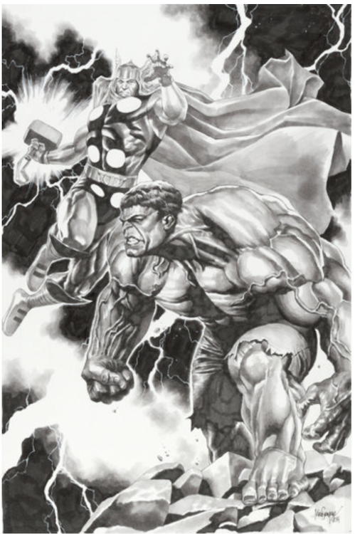 Thor and Hulk Illustration by Mico Suayan sold for $550. Click here to get your original art appraised.
