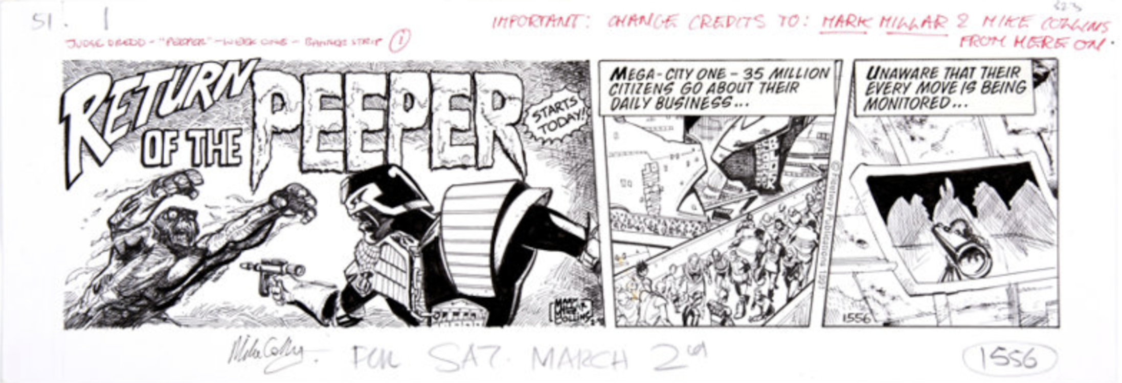 Judge Dredd #1556 Daily Comic Strip by Mike Collins sold for $145. Click here to get your original art appraised.