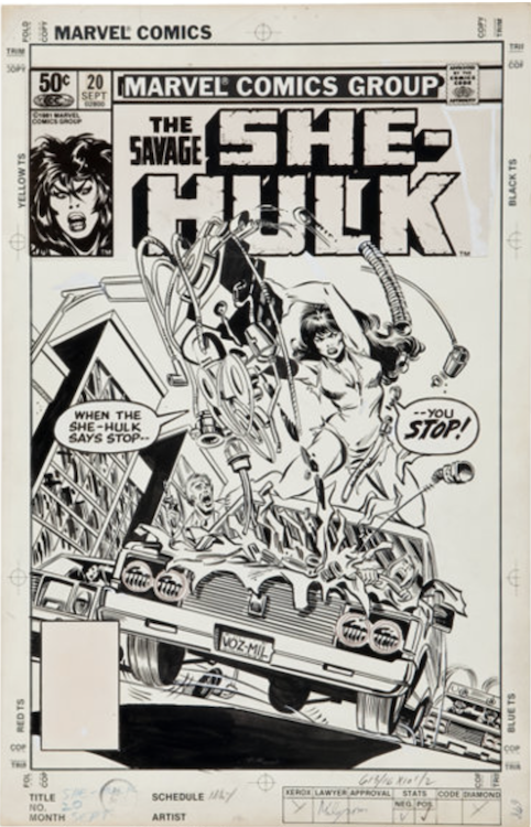 The Savage She-Hulk #20 Cover Art by Mike Vosburg sold for $2,270. Click here to get your original art appraised.