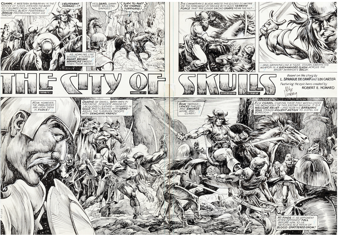 The Savage Sword of Conan #59 Page 2-3 by Mike Vosburg sold for $3,840. Click here to get your original art appraised.