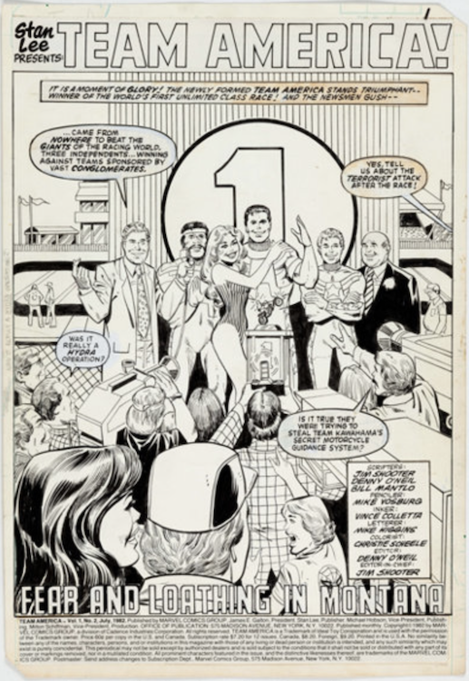 Team America #2 Splash Page by Mike Vosburg sold for $385. Click here to get your original art appraised.