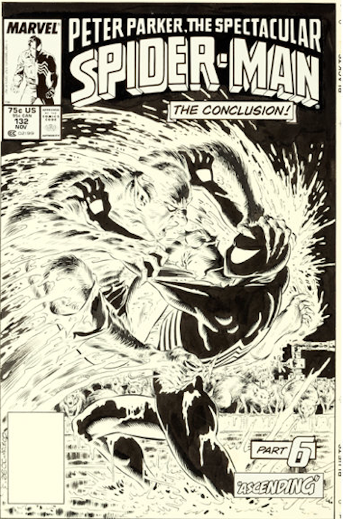 Spectacular Spider-Man #132 Cover Art by Mike Zeck sold for $51,600. Click here to get your original art appraised.