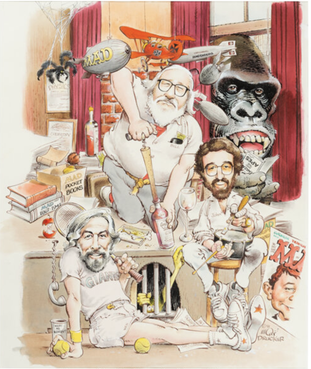 MAD Usual Gang of Editors Illustration by Mort Drucker sold for $11,400. Click here to get your original art appraised.