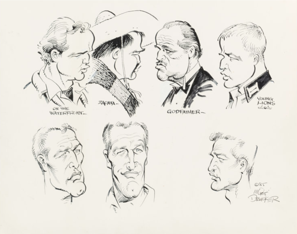 Paul Newman and Marlon Brando Ink of Paper Illustration by Mort Drucker sold for $1,375. Click here to get your original art appraised.