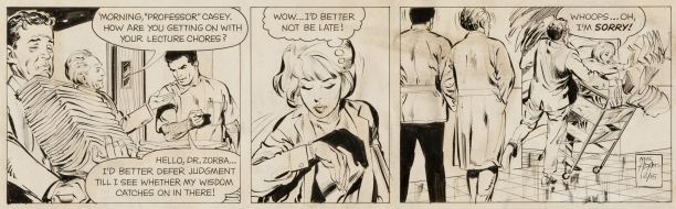 Ben Casey original daily strip by Neal Adams. Click to see values of original art by Adams