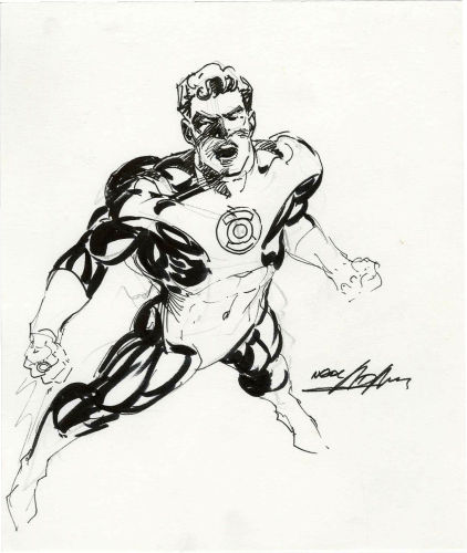 Original portrait of Green Lantern by Neal Adams. Click to see value of original Adams art pieces