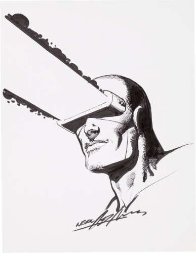 Original portrait of Cyclops from the X-Men by Neal Adams. Click to see value of original Adams art pieces