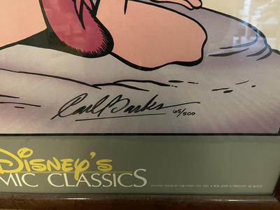 Poster Uncle Scrooge & Donald Duck signed Carl Barks