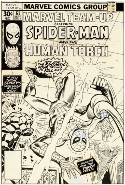 Marvel Team-Up #61 Cover Art by Ross Andru sold for $8,960. Click here to get your original art appraised.
