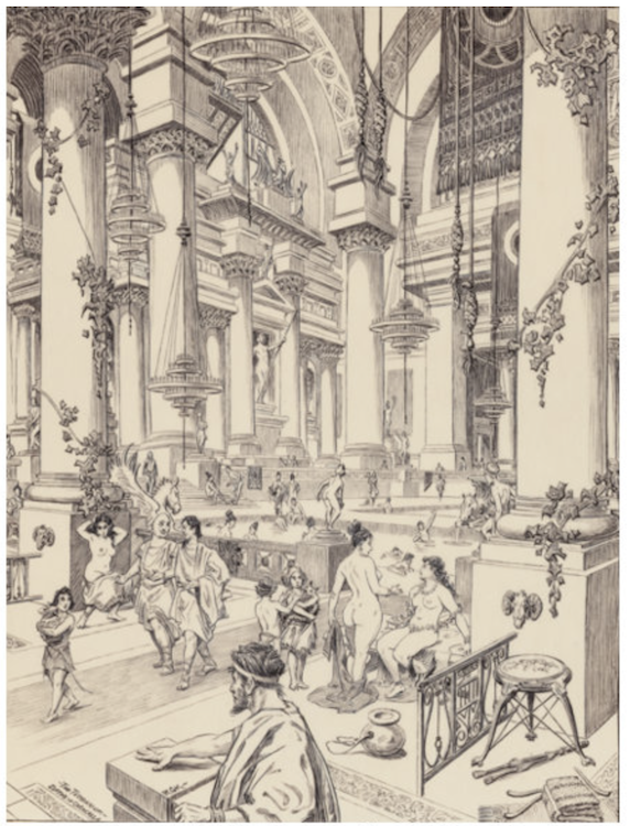 The Tepidarium: The Baths of Caracalla Illustration by Roy Krenkel sold for $2,125. Click here to get your original art appraised.
